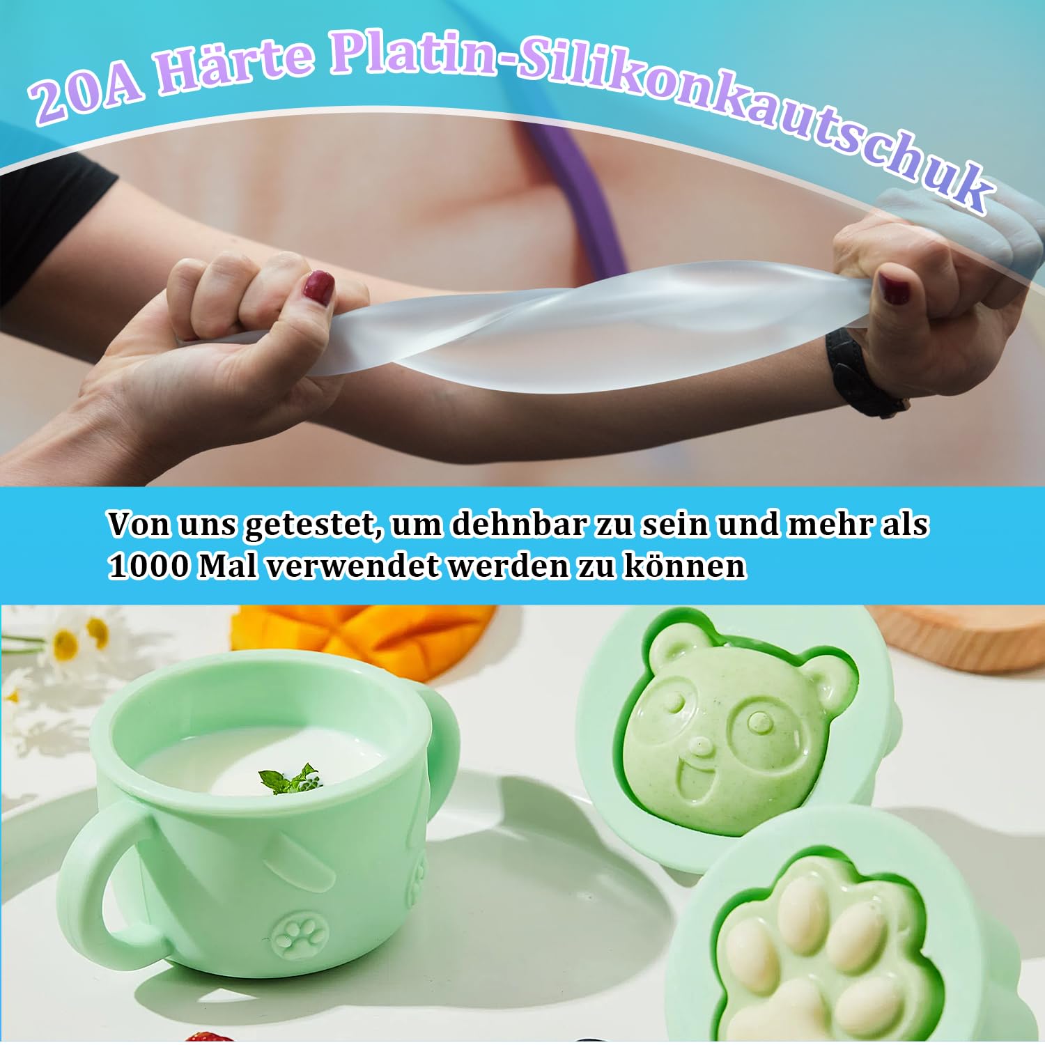 20A Abformsilikon 2,6kg Flüssiges Silikon Abformmasse 1:1 Verhältnis,Durchscheinend für zum Gießen,Silikonformen,Selbstentlüftend,Lebensmittelecht Silikon Formen Herstellen Kit