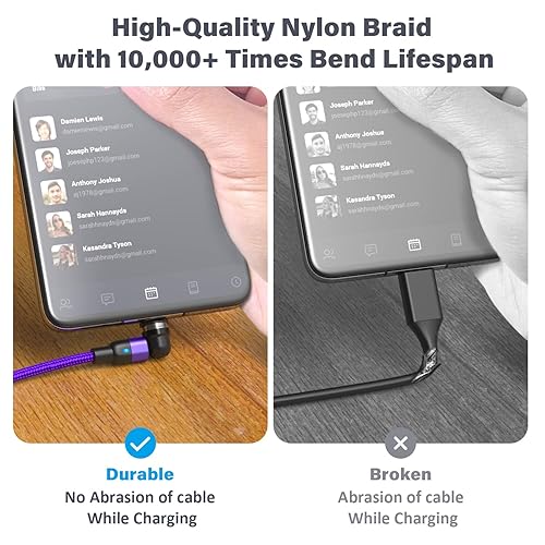 Miniatura 6 de Cable de carga magnético, paquete de 4 (3.3 pies6.6 pies6.6 pies10 pies), cable de cargador de teléfono magnético de 540 grados, cable USB magnético