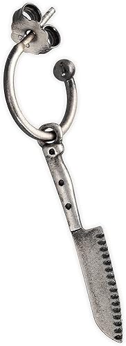 Arete de cuchillo de chef para hombre, plata de ley 925 oxidada, joyería para hombre de cocina de cocinero, hipoalergénicos y sin níquel, individual