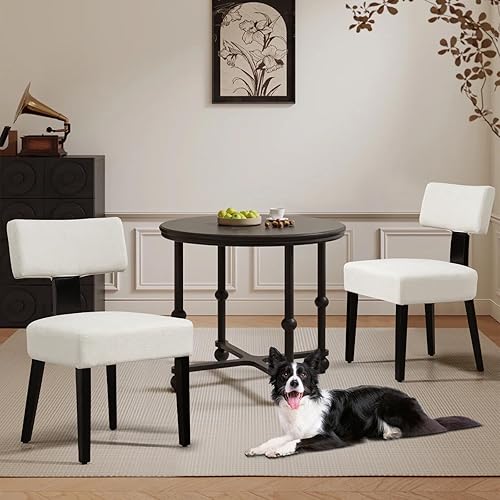 ZJhome Juego de 4 sillas de comedor de terciopelo silla moderna de respaldo medio sillas tapizadas sin reposabrazos con botones y patas de metal