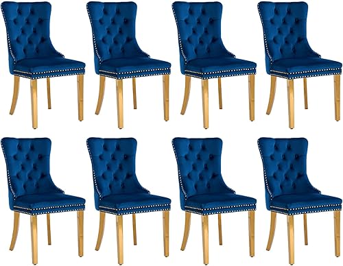 Miniatura 134 de SoarFlash Juego de 6 sillas de comedor de terciopelo, silla lateral de respaldo alto, silla lateral moderna tapizada de alta gama con capitoné y