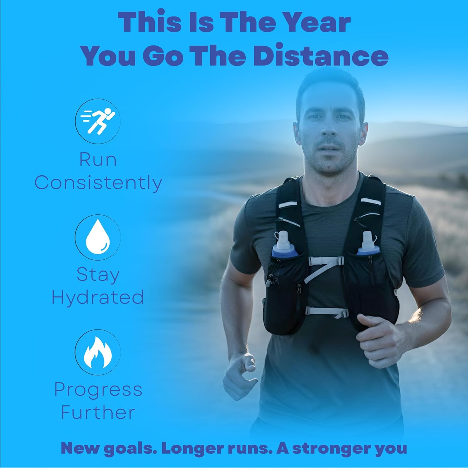 Hydration Vest - Running Vest for Women & Men, 2 Flask 500ml, Phone Pocket, Lightweight Running Hydration Vest Water Backpack, Runners Vest Running Backpack for Hiking & Long Distance Running Stuff