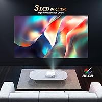 Vista 6 de YABER Mini proyector con pantalla, 1080P Full HD 9000L Proyector de película al aire libre, proyector WiFi portátil compatible con TV