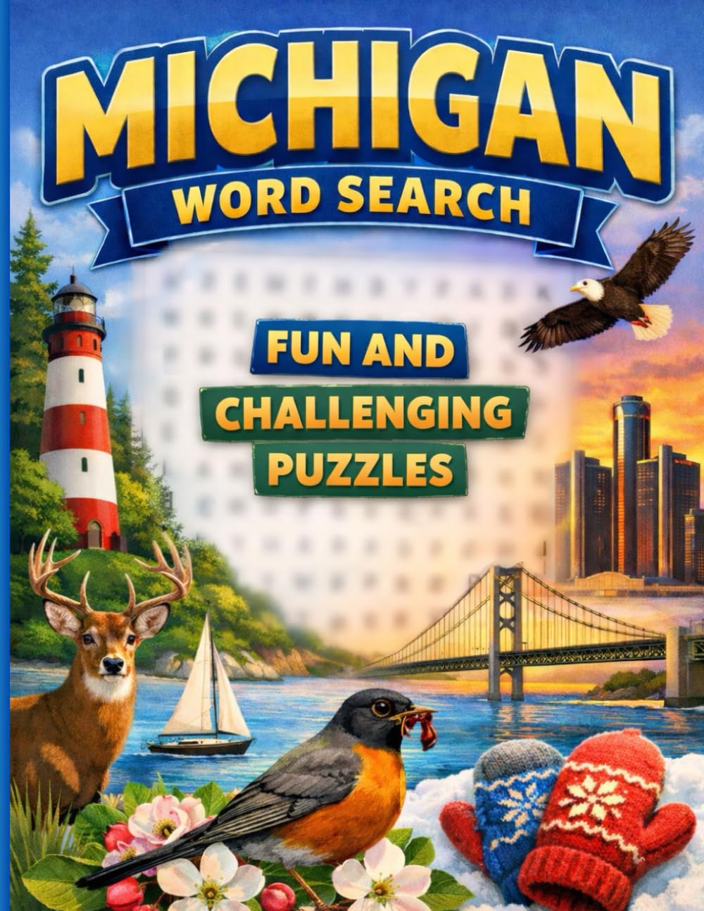 Michigan On My Mind: A Massive Large Print Collection of 90 Word Search Puzzles Featuring Yooper Life, Detroit Sports, University Spirit, and Hidden Gems of the Great Lakes