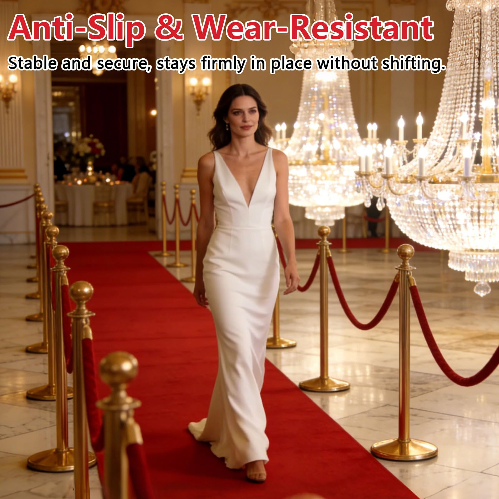 1 x 10m Roter Teppich Läufer, Hochzeitsteppich Dicke 5,5 mm, Wiederverwendbarer, Rutschfester Eventteppic für Hochzeit, Party, Zeremonie Dekoration