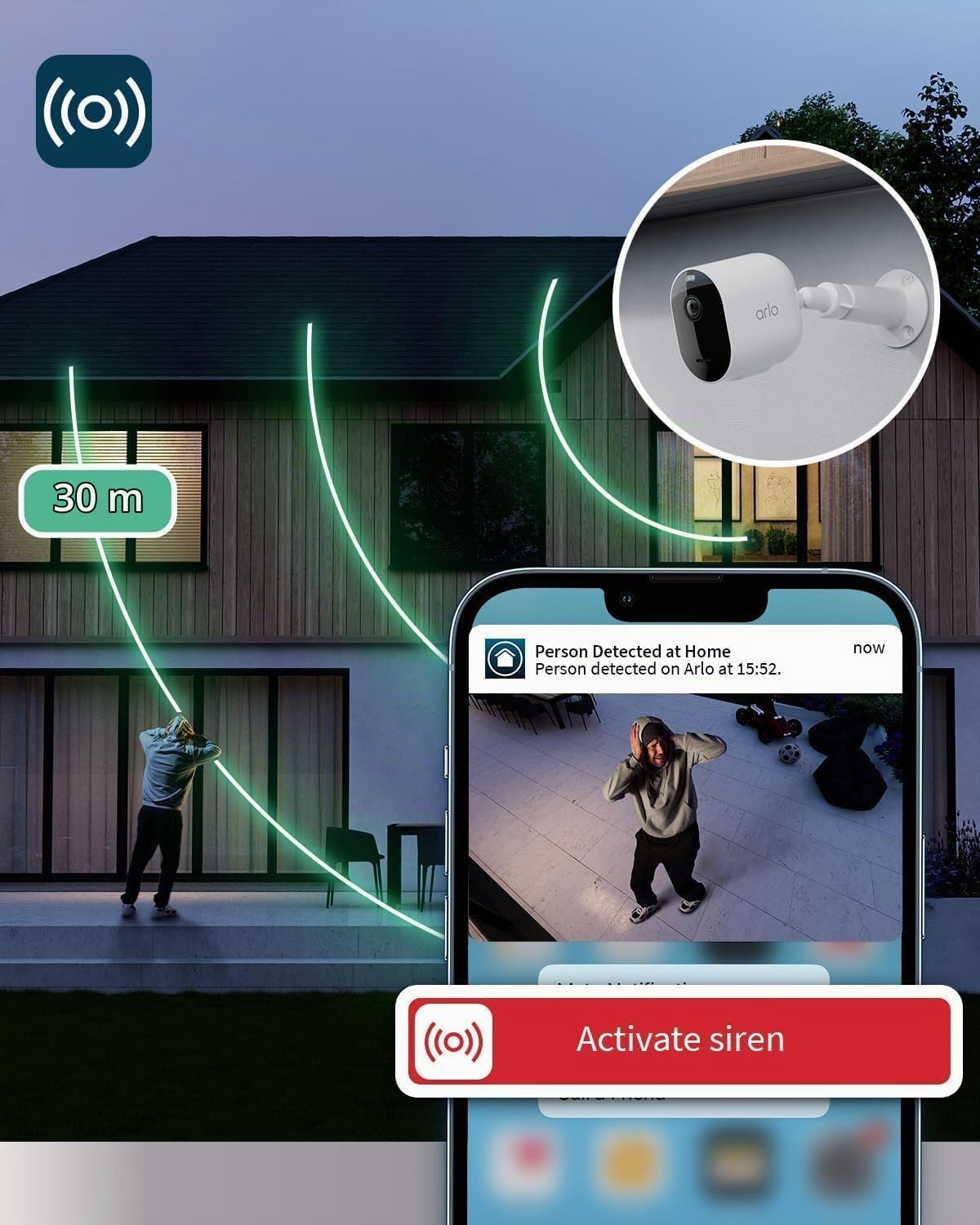 Arlo Pro 5 WLAN Überwachungskamera aussen X3 + zertifiziertes SmartHub, 2K UHD, Schwarz, Verbesserte Farbnachtsicht, 160° Blickwinkel, 2-Wege Audio, mit Secure Plan Testzeitraum
