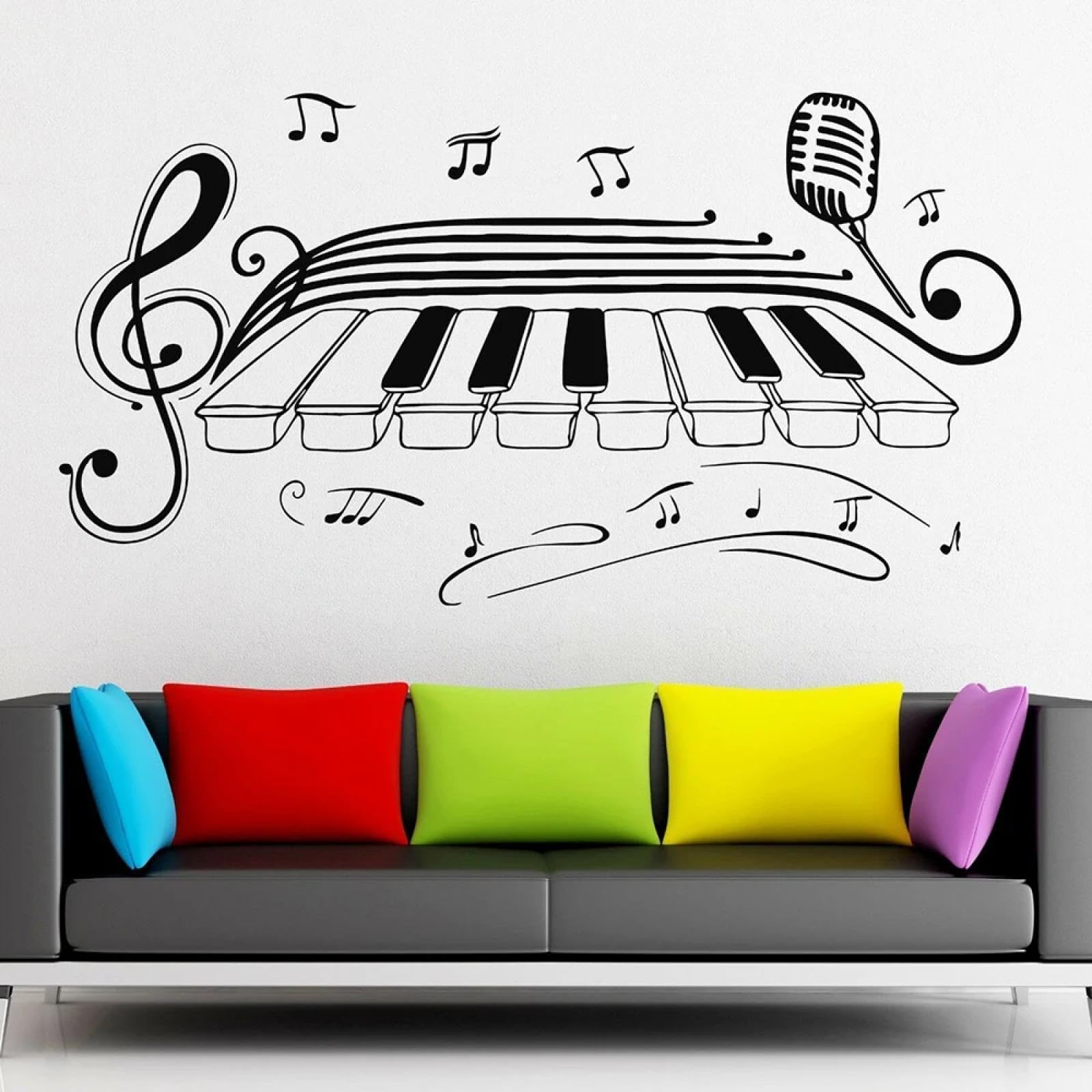 YOUOUSI Classical Music Piano Jazz Blues Microphone Wall Sticker Music Vinyl Kids Room Wall Art Decal