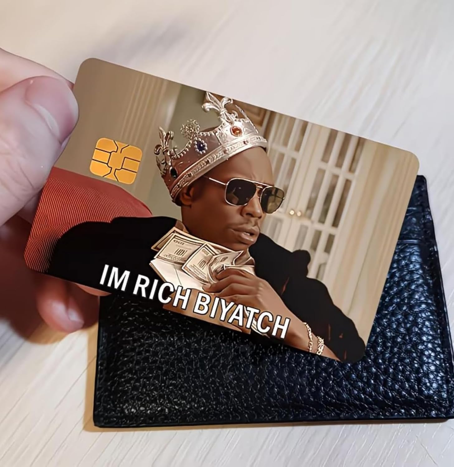 Funny Debit Card Sticker Cover, I am Rich Card Skin Decal Wrap for Credit Debit Cards, Waterproof Scratch Resistant Vinyl Card Cover for Wallet ATM Bank Cards