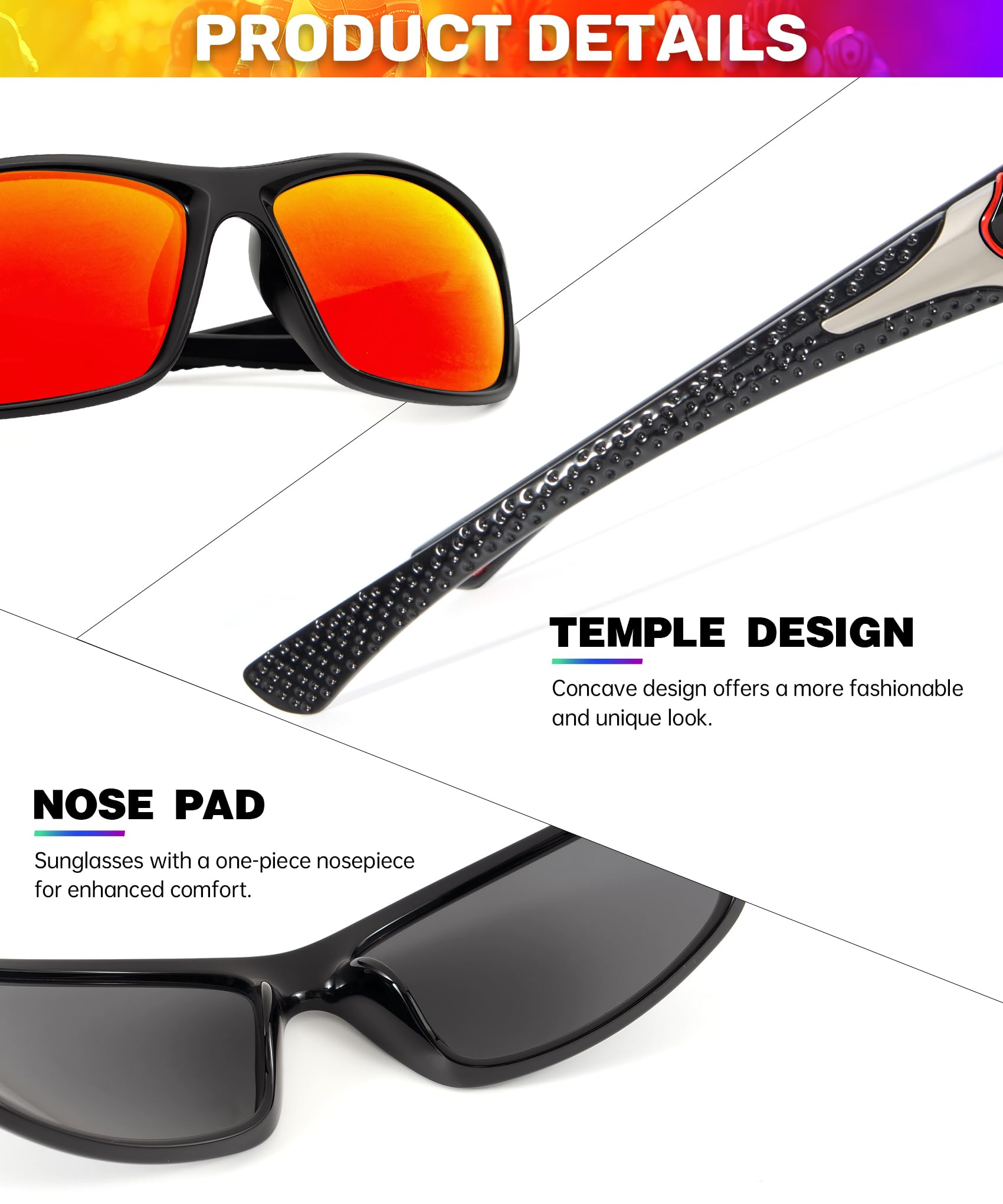 Sports Mens-Sunglasses Polarized Sunglasses-Men: Sunglasses for Men UV Protection for Running Cycling Fishing