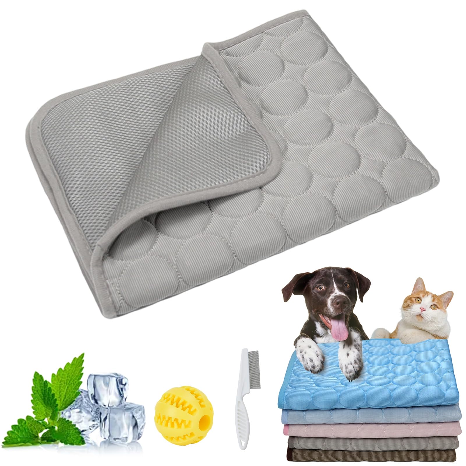 Snrtevu Chillpaws Cooling Mat, Reusable Dog Cool Mat, Self Cooling Pad, Internal Waterproof, Washable, Multiple Size Options, Great for Dogs Cats in Hot Summer (C,S)