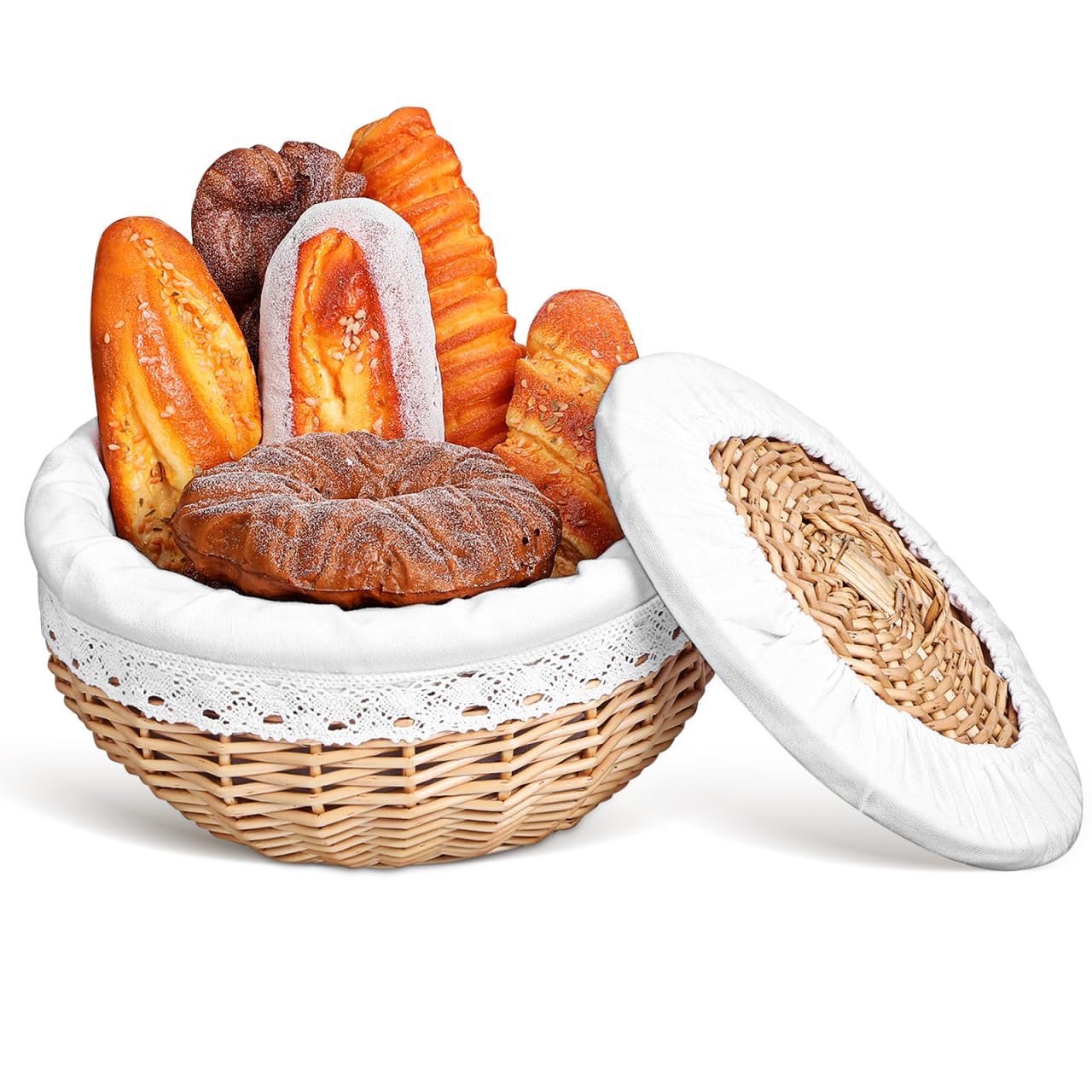 Cesta de pan de mimbre para almacenamiento de alimentos y verdura