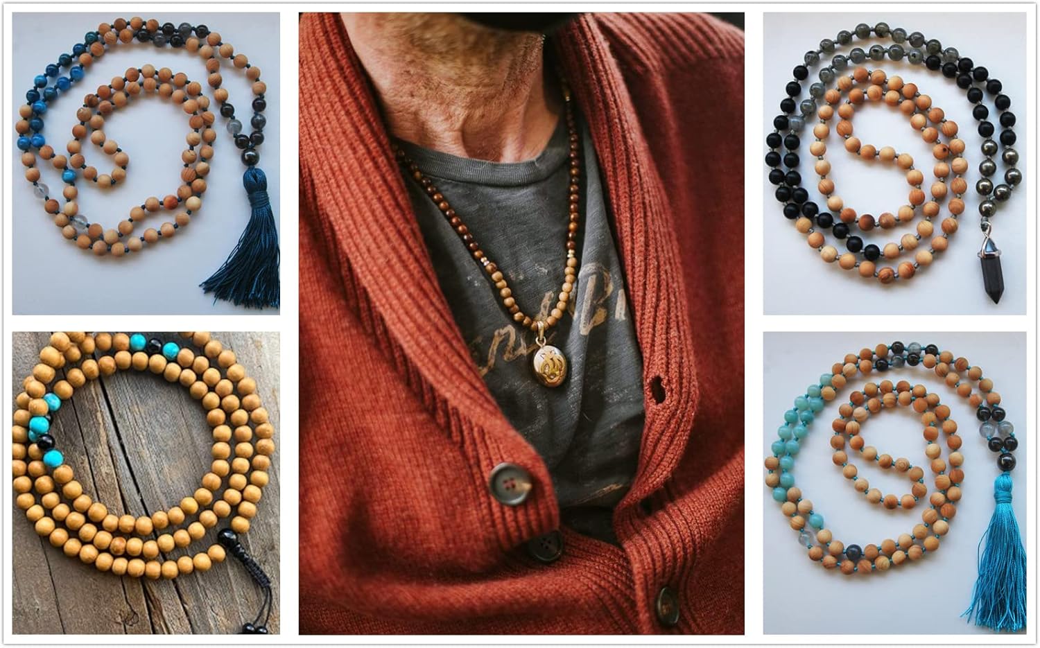 200pcs 8mm Natural Sandalwood Round Beads Gorgeous Craft Handmade Polished Spacer Mala Pray Beads with Elastic Cord for Bracelets DIY Rosary Tasbih Jewelry Making - Image 6