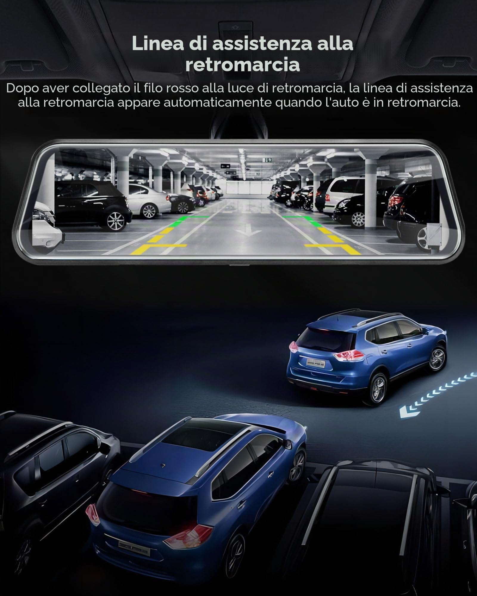 Vtopek Dual 1080P Dash Cam Auto Specchietto Retrovisore Auto con Telecamera 170°+140° Grandangolo 10" Specchietto Retrovisore Dashcam con Visione Notturna G-sensor Registrazione in Loop 6M Cavo