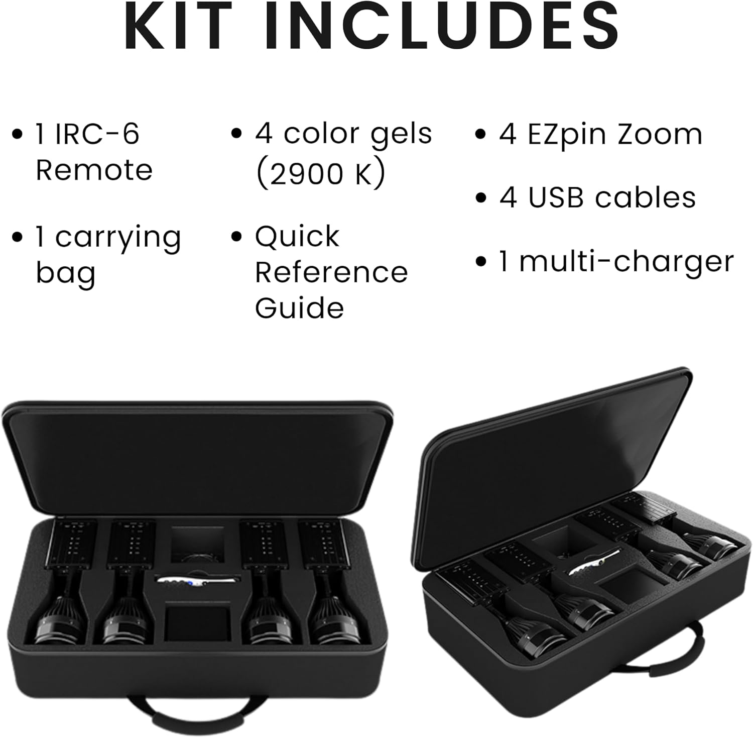 CHAUVET DJ – EZPin Zoom Pack Rechargeable Pin Spot Lighting System | Four EZPin Zoom Fixtures with Manual Zoom | Magnetic Base Mounting, IRC-6 Wireless On Off Control | Carry Bag Included