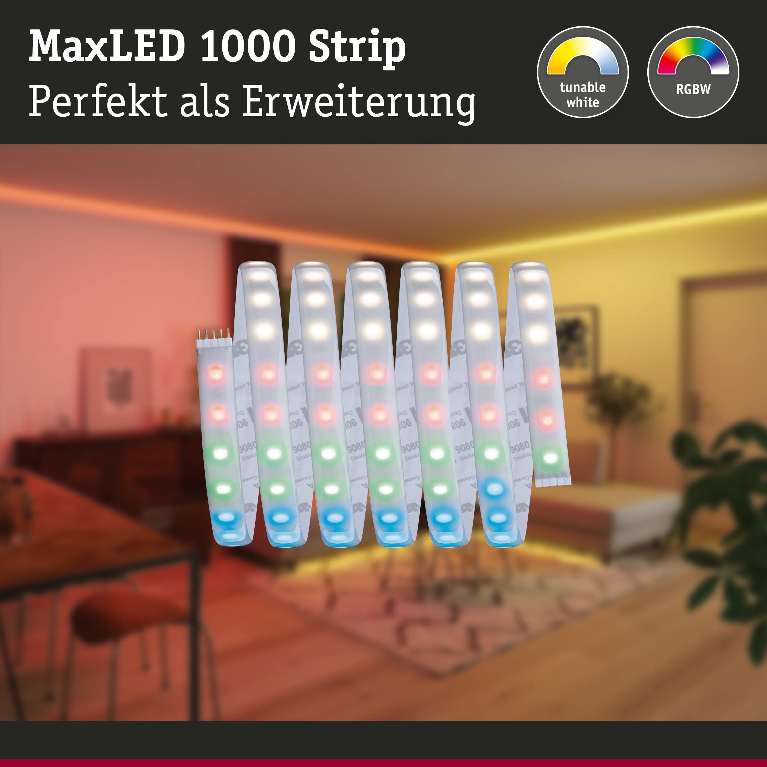 Paulmann 70530 MaxLED 1000 LED Strip RGBW Einzelstripe IP44 28W 1000lm/m dimmbar 2,5m Silber Kunststoff 72LEDs/m