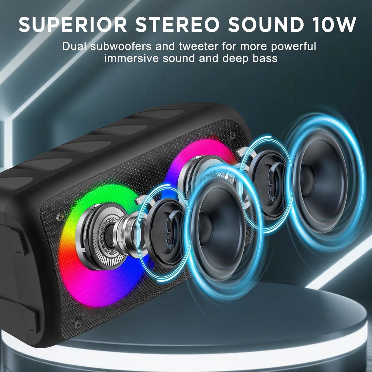 Cinolink Bluetooth Speaker,Karaoke Speaker with 1 Wireless Microphone and 1 Wired Mic,Colorful LED Lights,TWS Pairing, Portable Karaoke for Adults with Rechargeable, AUX/USB Support for Home Outdoor - Image 2