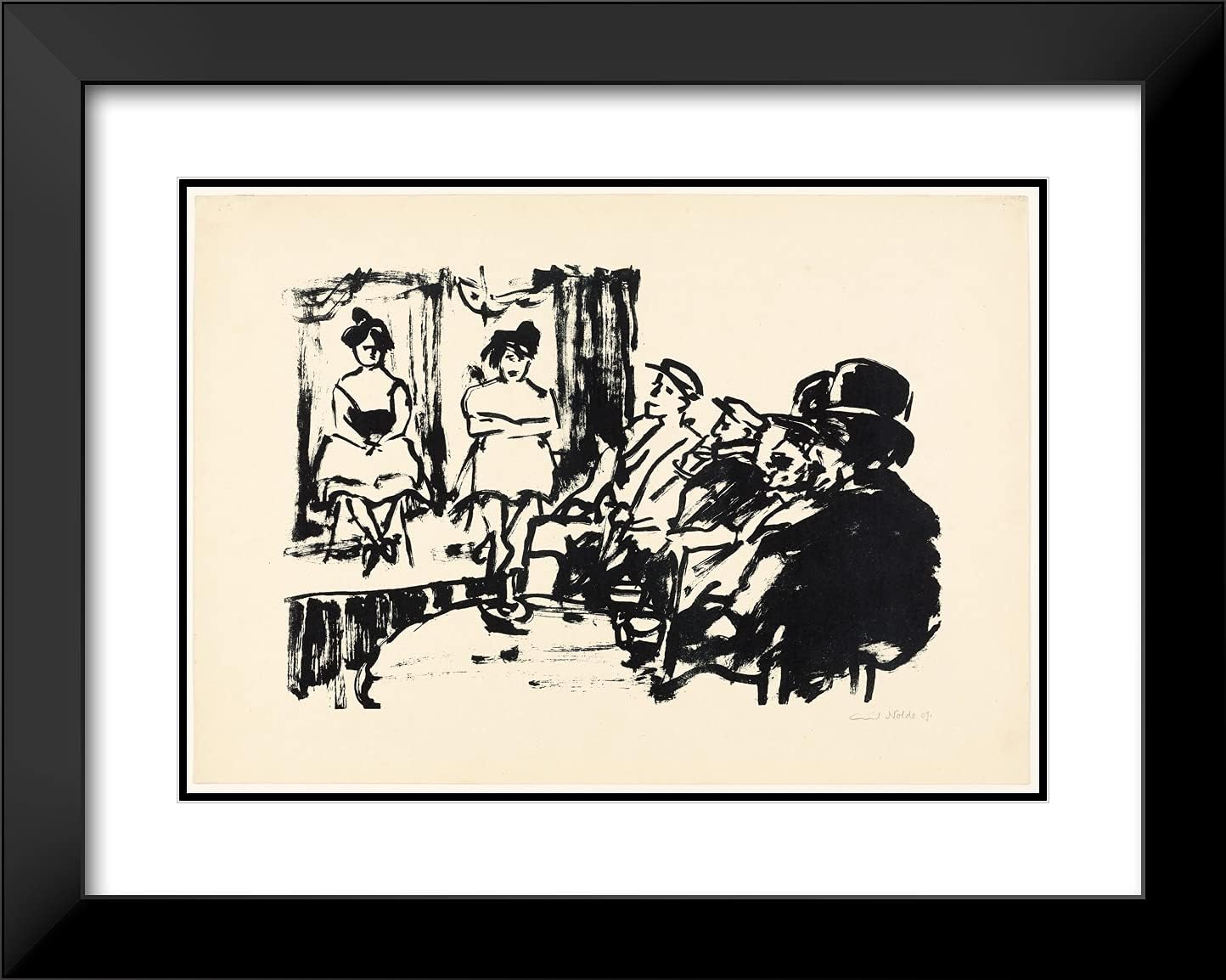 ArtDirect Emil Nolde 24x19 Black Modern Framed and Double Matted Art Print Titled Tingel-Tangel III