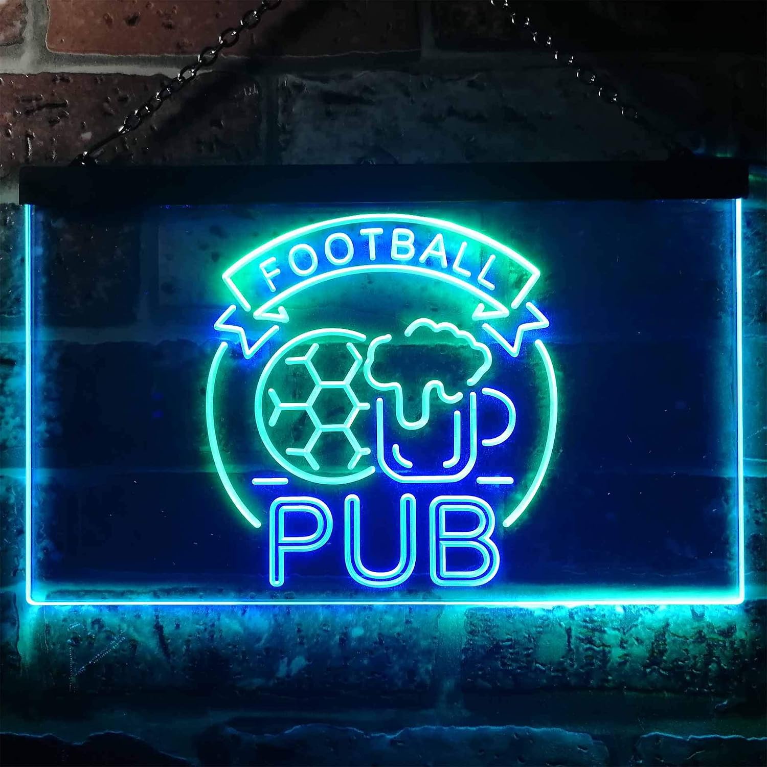 ADVPRO Football Sport Club Bar Pub Dual Color LED Neon Sign Green & Blue 24" x 16" st6s64-i3327-gb