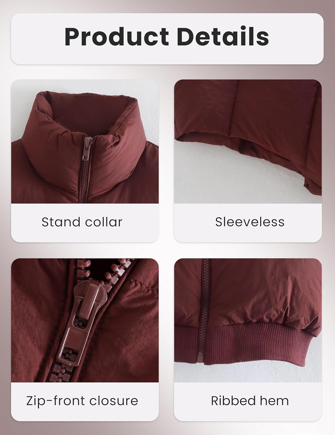 Dqbeng Womens Cropped Puffer Vest Zip Up Sleeveless Jacket Lightweight Stand Collar Quilted Winter Outerwear - Image 6