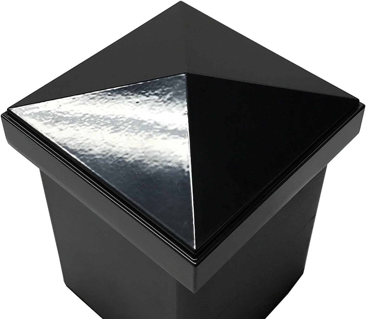 4" x 4" Aluminum Pyramid Post Cap for Metal Posts – Pressure Fit – Powder-Coated Black – Rust-Resistant Fence & Railing Post Cap (1 Pack)