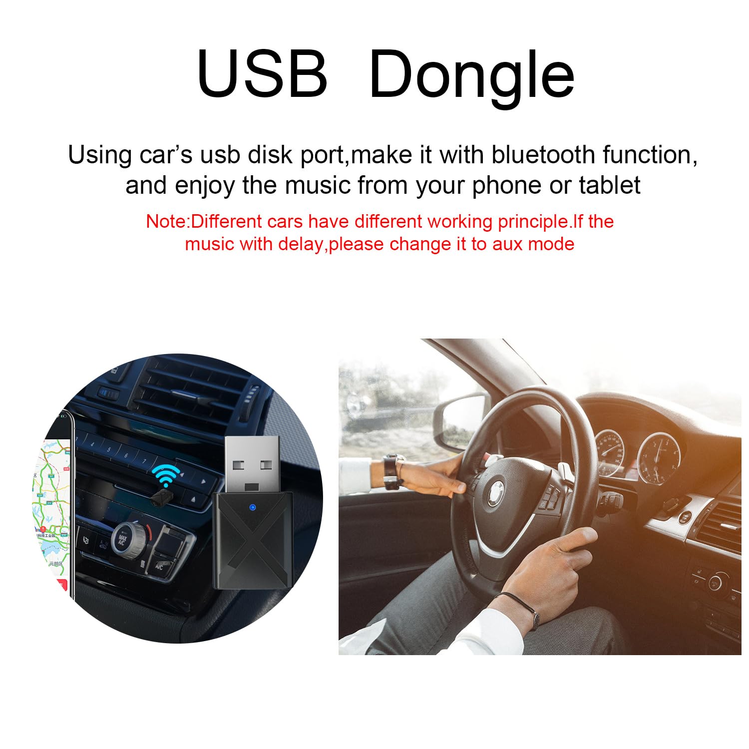 Bluetooth 5.0 USB Receptor, Adaptador transmisor de TV, 4en1 con Cable Auxiliar Digital de 3.5 mm para Altavoces, PC, Auriculares, Coche