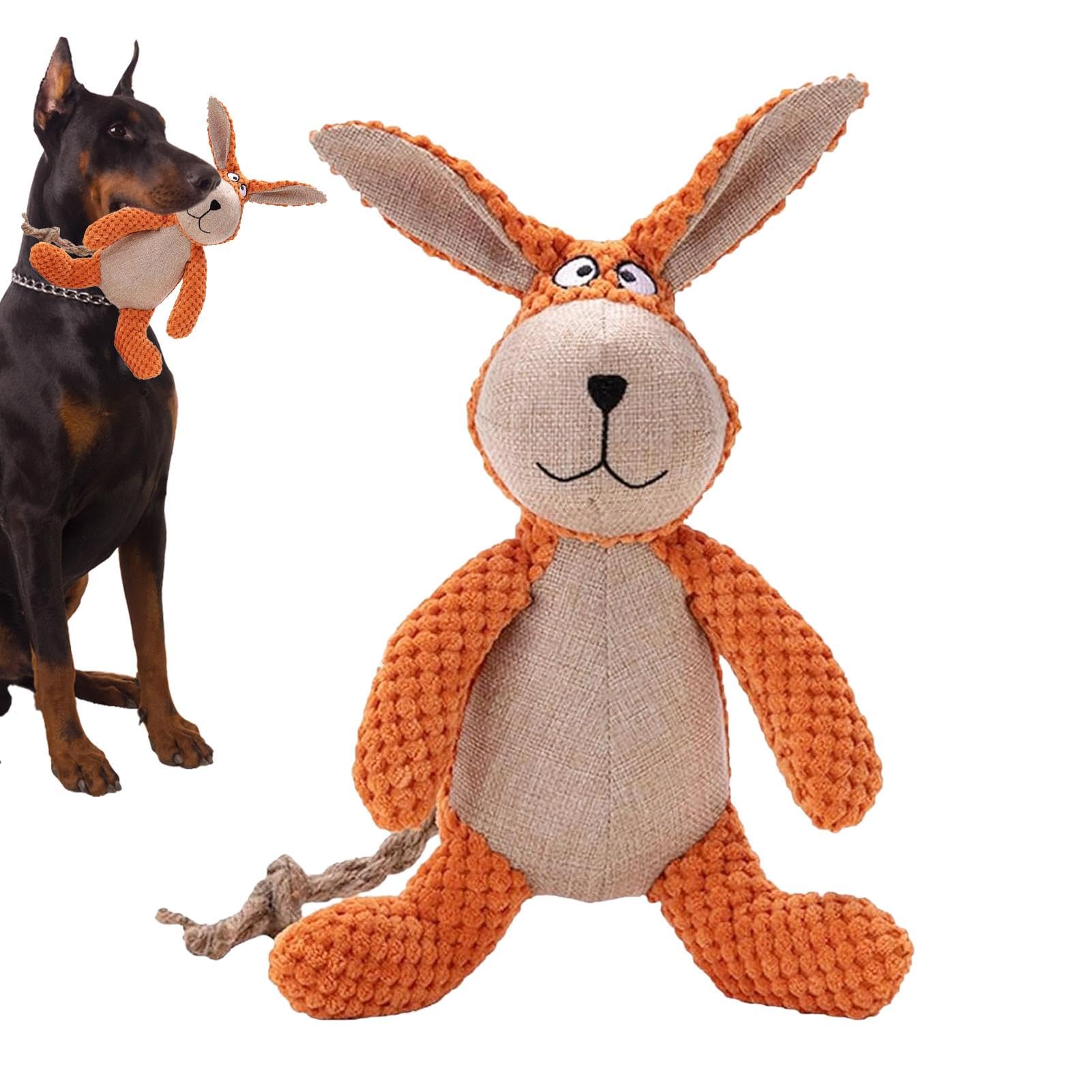 Robusto juguete masticable para perros de conejo, juguete invencible para perros robustró, peluche chirriante reutilizable, juguete de peluche indestructible para perros pequeños, medianos y grandes