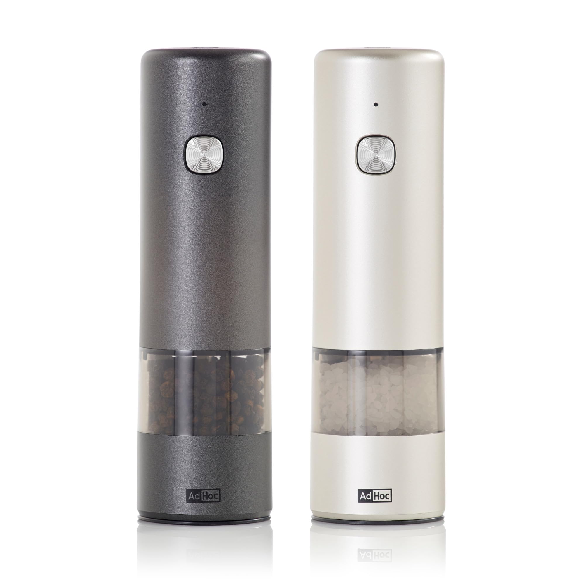 AdHoc Electric Salt & Pepper Grinder Set - Stainless Steel/Acrylic - Grey