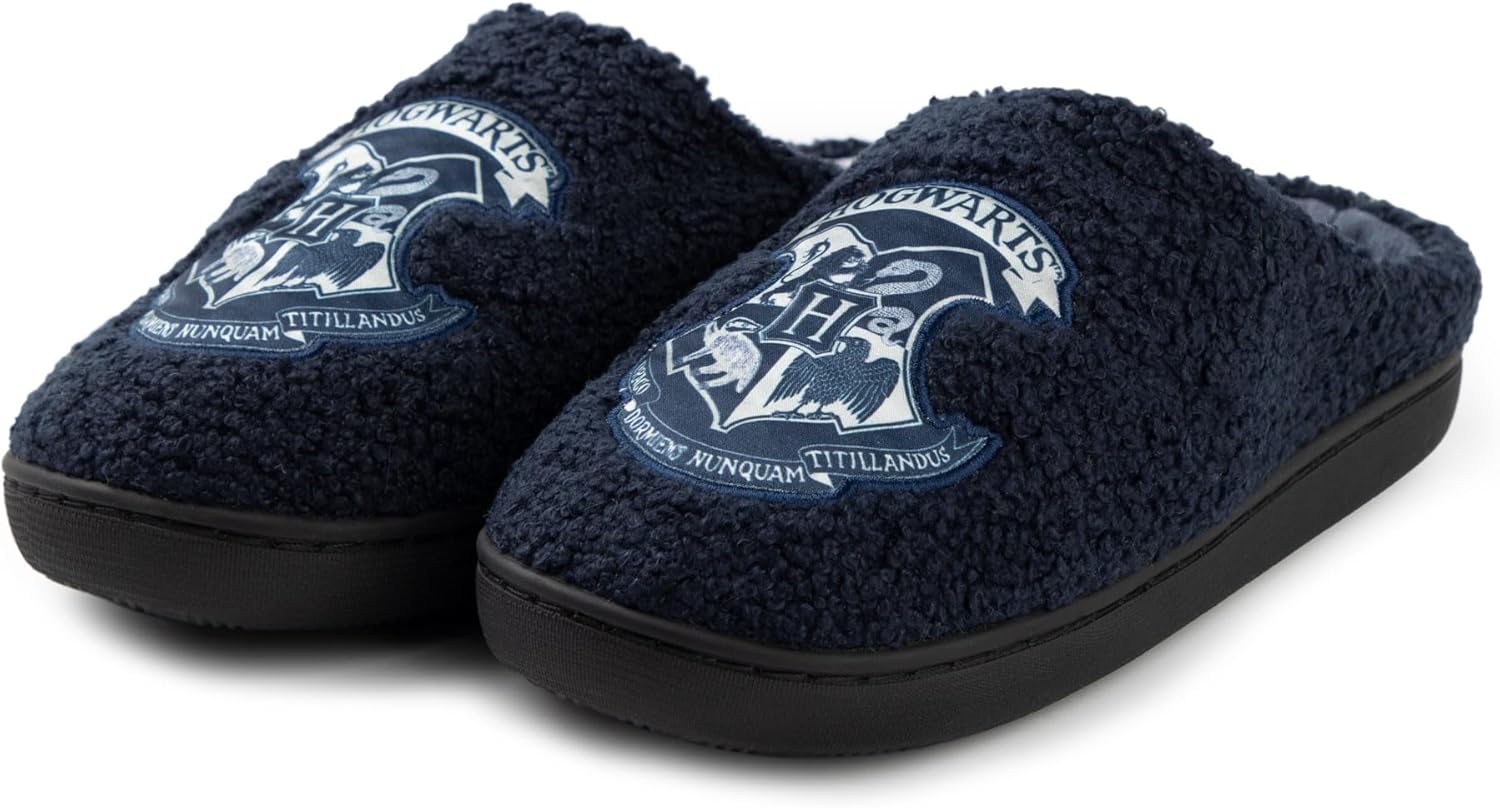 Harry Potter Womens Slippers Red OR Blue | Fluffy Indoor Mules for Ladies Slip On House Shoes for Adults and Teens HP Merch