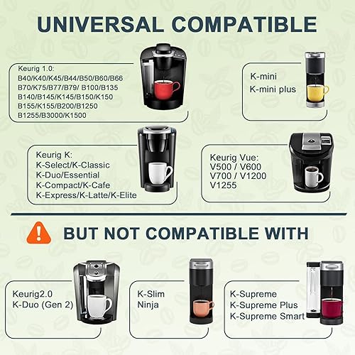Miniatura 7 de NESSUS Paquete de 2 Tazas K Reutilizables para Keurig 1.0, Tazas K Reutilizables de Acero Inoxidable para Cafetera Keurig 1 Prong Taza K Cápsulas de