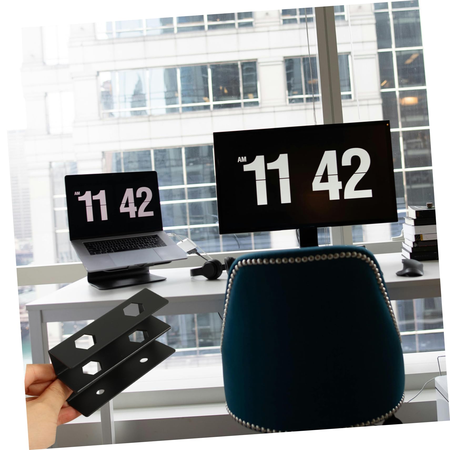 EXCEART 5ensembles Support Métallique Bureau pour Ordinateur Portable Support Double Facile à Installer pour Ordinateur Clavier Et Câbles Organisation Bureau
