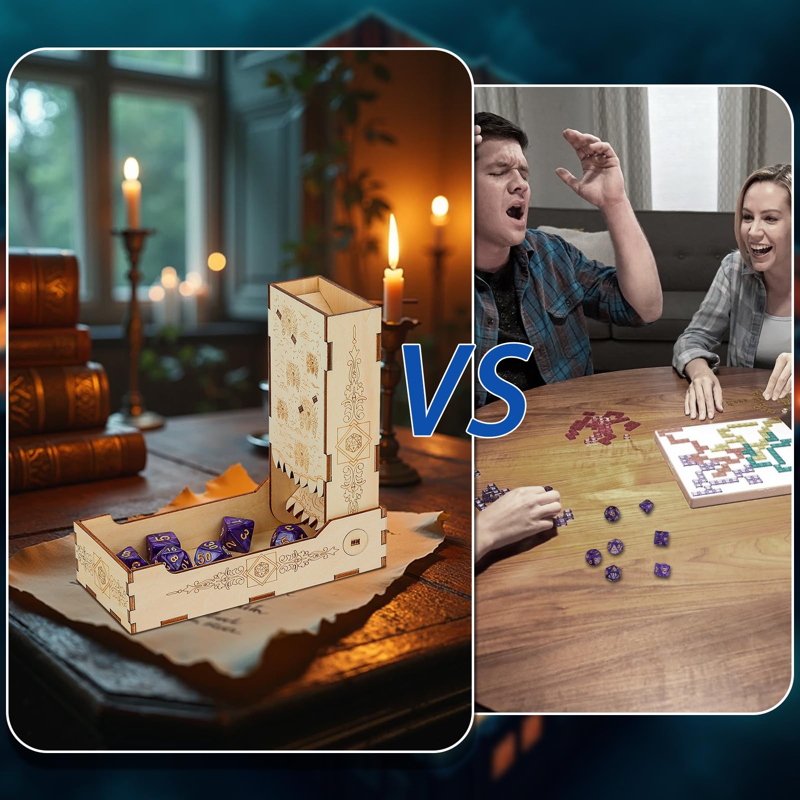 Torre dei dadi DND, Demone dall'Occhio Piccolo modello, Legna Pieghevole torre dei dadi, Scatola da gioco da tavolo, Accessori per giochi di ruolo, Regali per giocatori fantasy