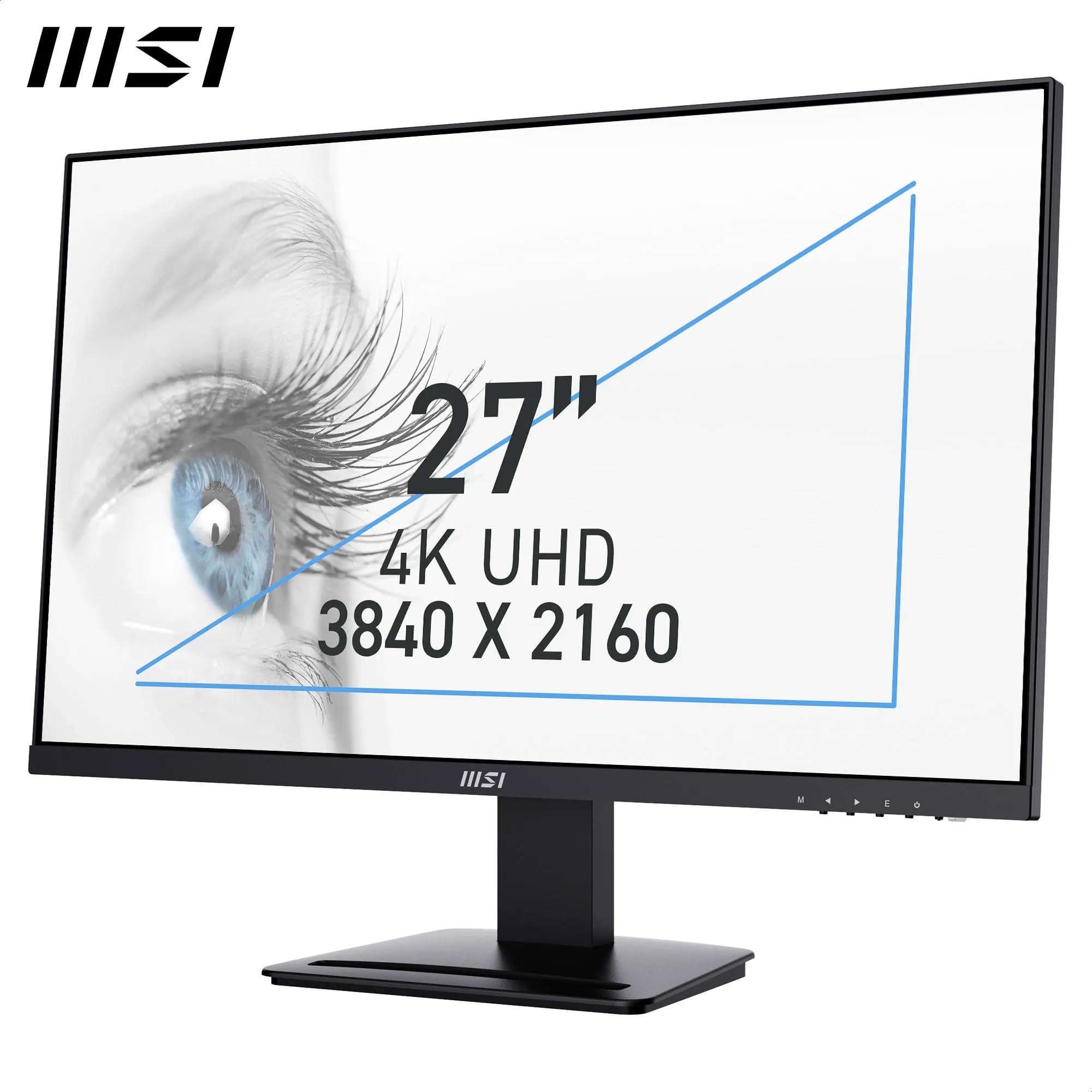 MSI PRO MP273U Monitor da ufficio da 27" UHD IPS 3840 x 2160, PIP/PBP, Ampia gamma di colori, Schermo Eye-Friendly, Altoparlanti integrati, Regolabile in inclinazione - HDMI 2.0b, DP (1.4a), Nero