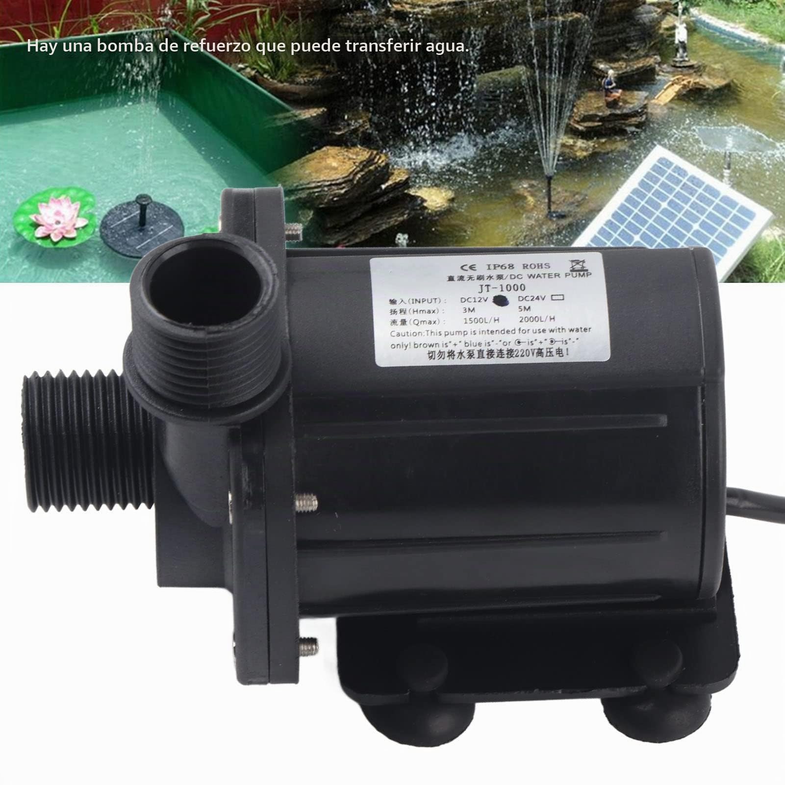 Bomba de Agua Sumergible 12V CC 5M Bomba de Cabeza Sin Escobillas y Bajo Ruido para Acuario Estanque Pecera Circulación Calefacción -40℃ a 100℃