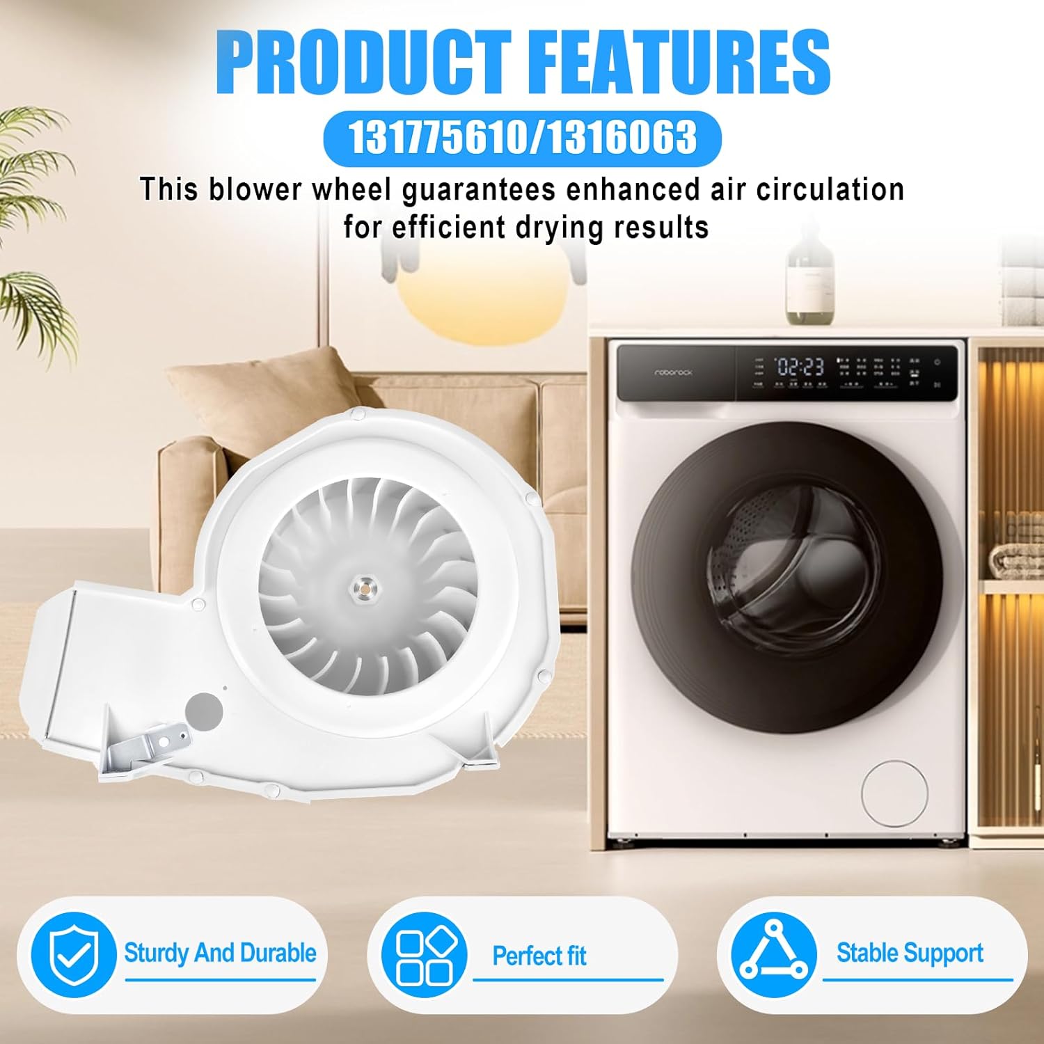 Upgraded 131775600 Dryer Blower Wheel and Housing Assembly Compatible with Electrolux Frigidaire Kenmore Dryer Blower Wheel Parts,Frigidaire Dryer Blower Fan 131775610, WE14X10025,1316063