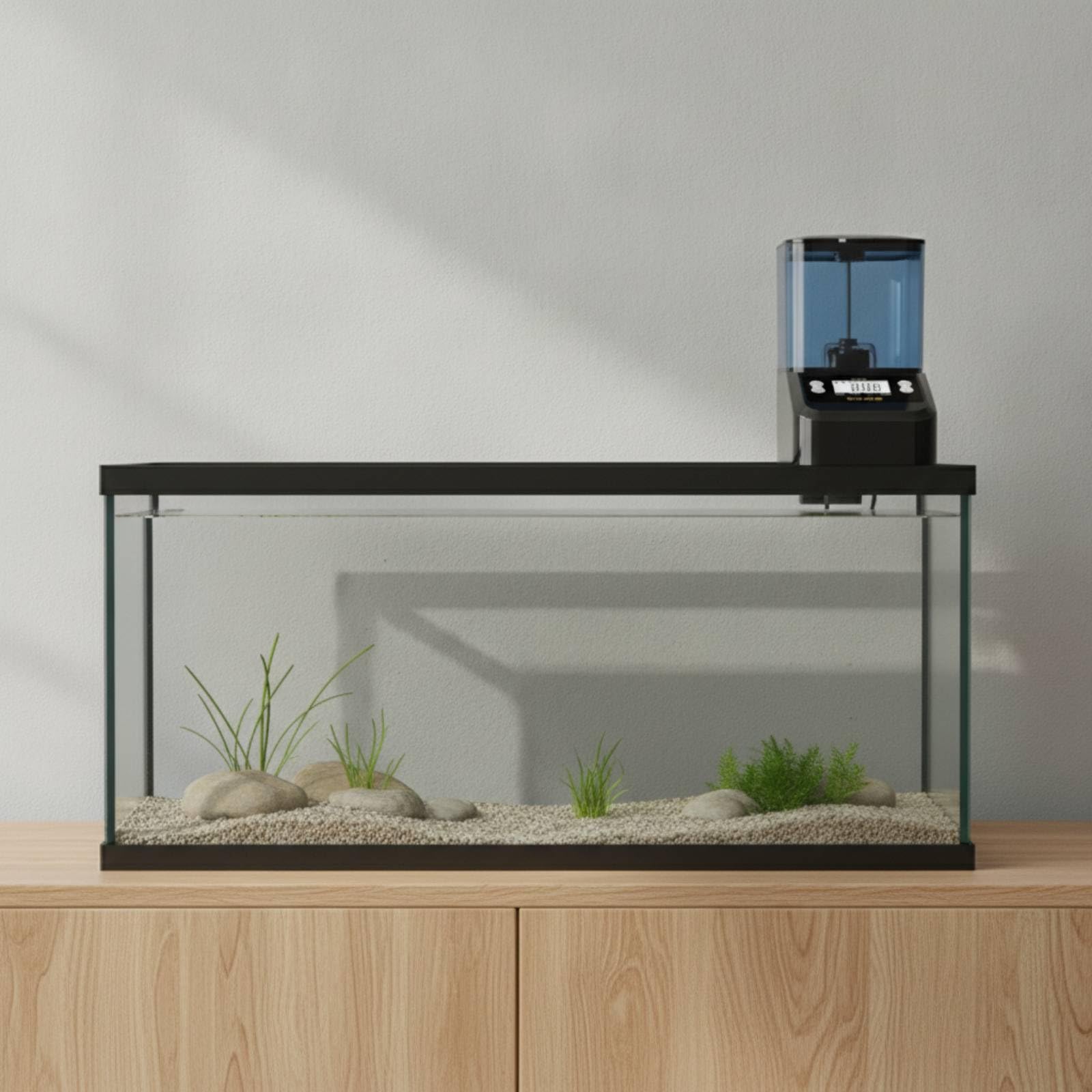 predolo Aquarium-Futterautomat automatisch Futterautomat mit Zeitschaltuhr einstellbar Fischfutterspender für Aquariumbesitzer, Fischbecken, Weiß, 1000ml