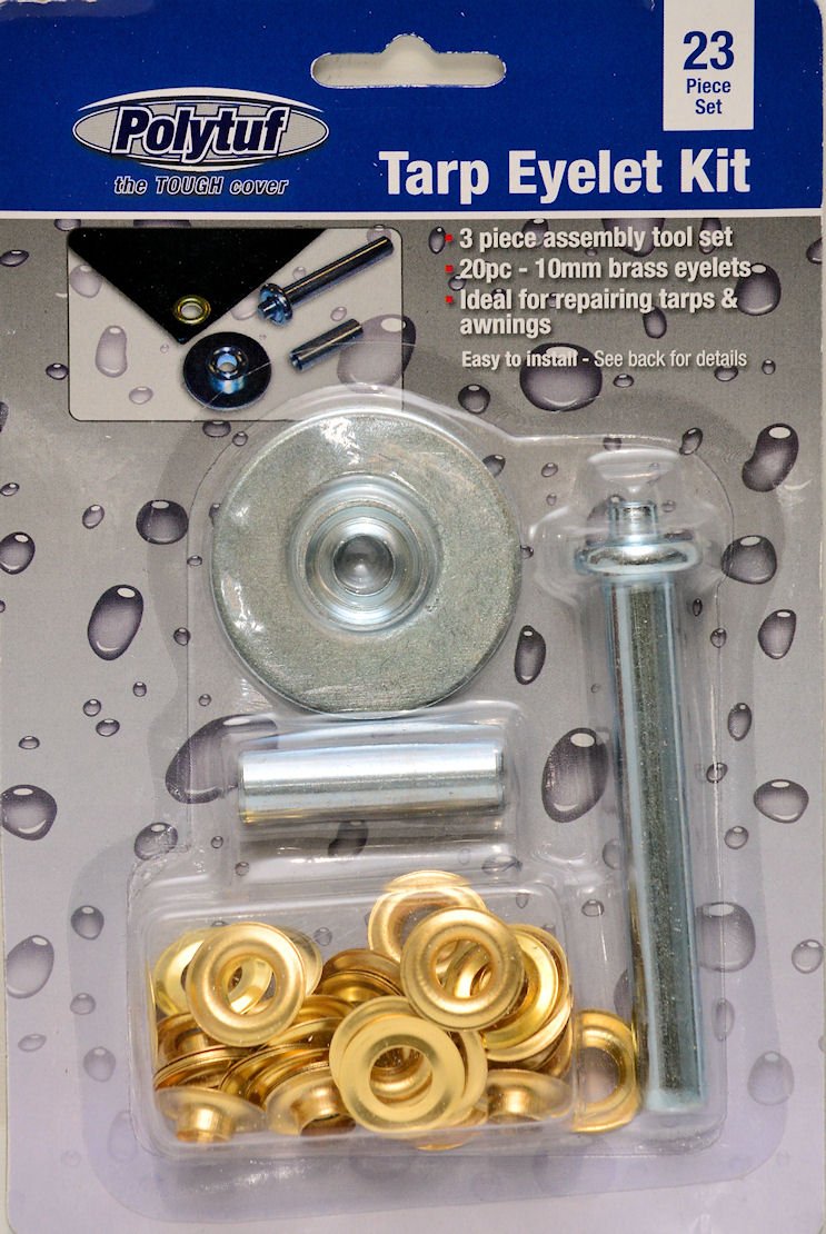 PolytufReplacement Tarpaulin Eyelet Kit (10 Pairs of Eyelets Plus Fitting Tool)