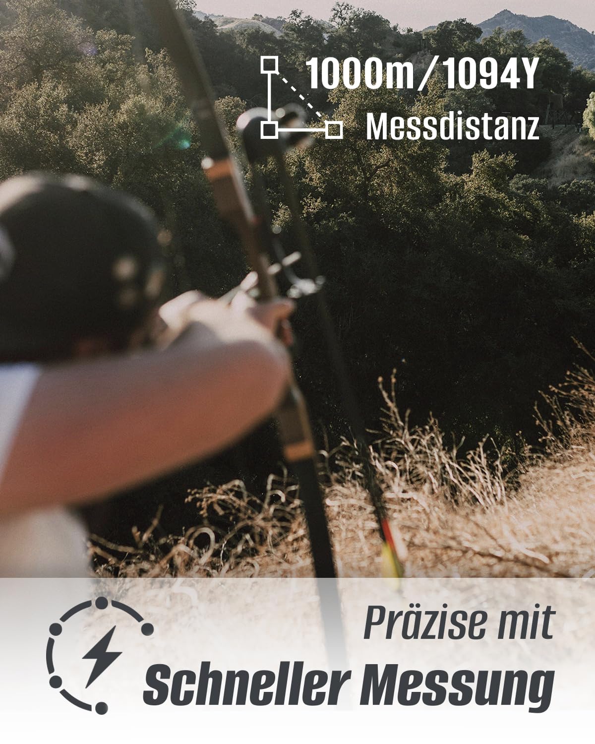 Entfernungsmesser Jagd, Inkerma Multifunktional Jagd/Golf Entfernungsmesser,1000/1200m mit 6-facher Vergrößerung, LCD-Display, Winkel/Neigungskompensation/Commutateur d'unité/Geschwindigkeit/Scan