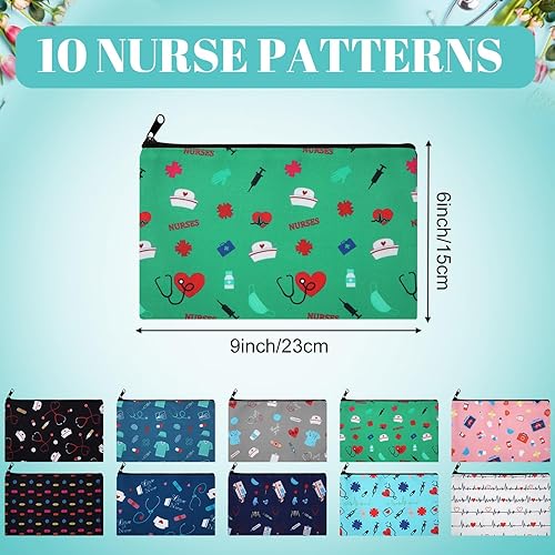 Miniatura 5 de Yahenda 10 bolsas de maquillaje para enfermera, regalo de enfermera, bolsa de cosméticos de lona, regalo de cumpleaños de Navidad para enfermeras,