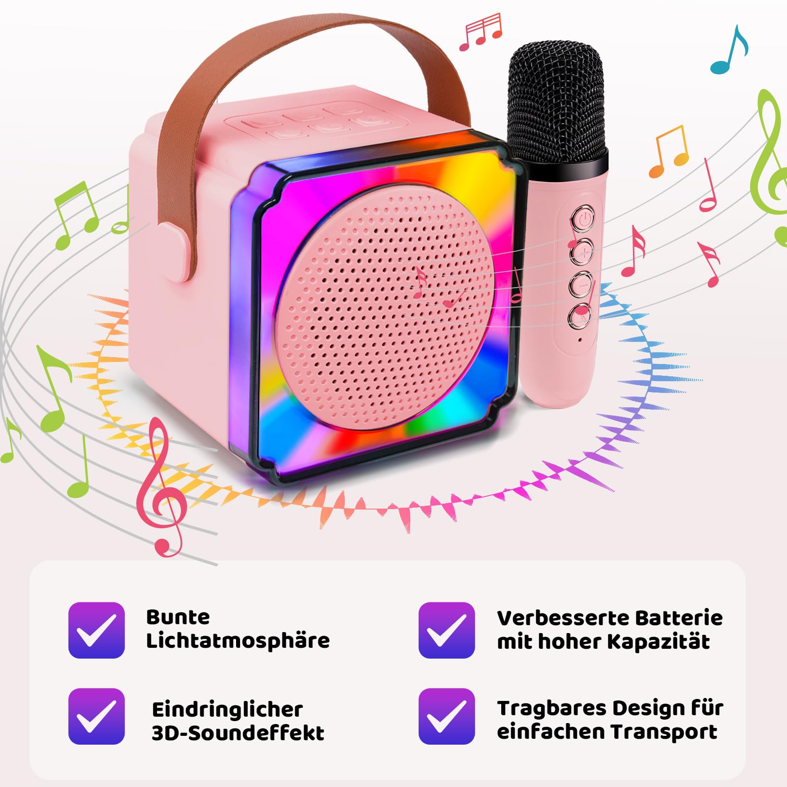 Osikay Geschenk Mädchen 4 5 6 7 8 Jahre: Karaoke Maschine Spielzeug ab 3-12 Jahre Mädchen Geschenke 6-7-8-9-10-11 Jahre Bluetooth Mikrofon Geburtstagsgeschenk für Kinder Spielzeug 4-6 Jahre