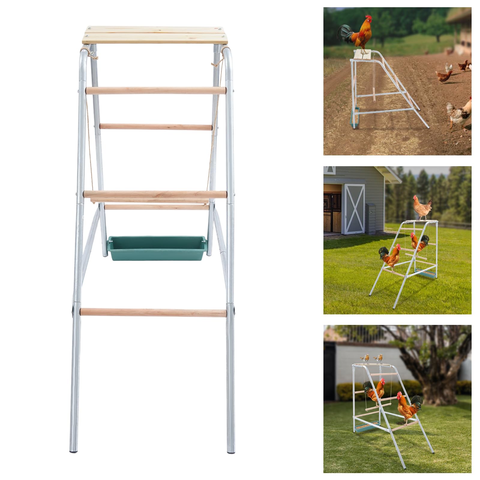 posatoi per polli, grande supporto per pollame, per interni ed esterni, in legno, per parco giochi, polli, scaletta per sedili, accessori per pollaio