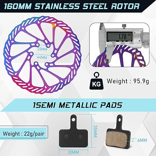 Miniatura 10 de BUCKLOS Kit de freno de disco para bicicleta de montaña, MTB mecánica línea tracción de frenos de disco pinza con palancas de aleación de