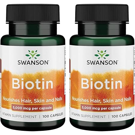 Swanson Biotin 5,000 mcg 100 Caps 2 Pack