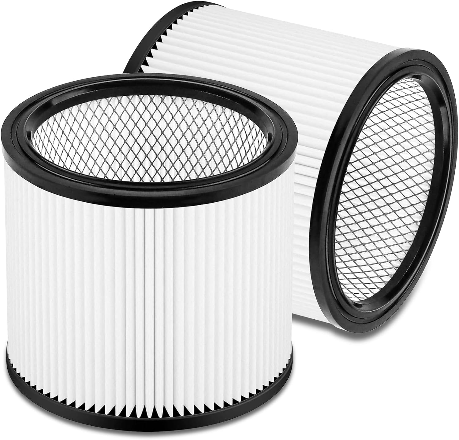 90304 Vacuum Filter Replacement Parts Compatible with Shop Vac 90304 90350 90333, Fits Most 5 Gallon Up Wet Dry Vacuum Cleaner. Part # 90304, 90585 (2PCS) White 2 PCS