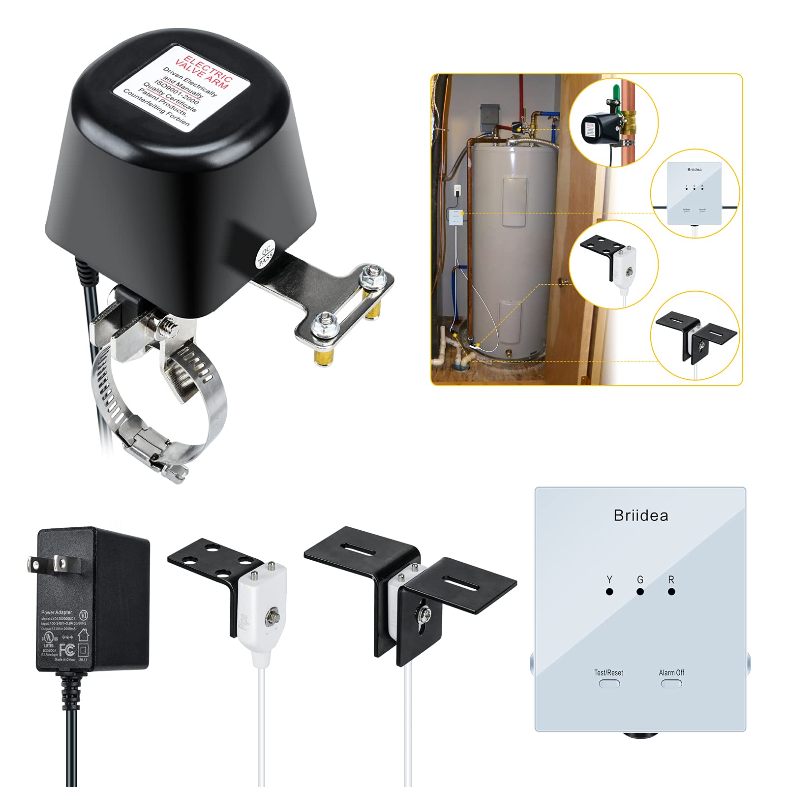 Buy Water Leak Detection System with Automatic Shut Off Valve, 2 Sensors and Sound Alarm