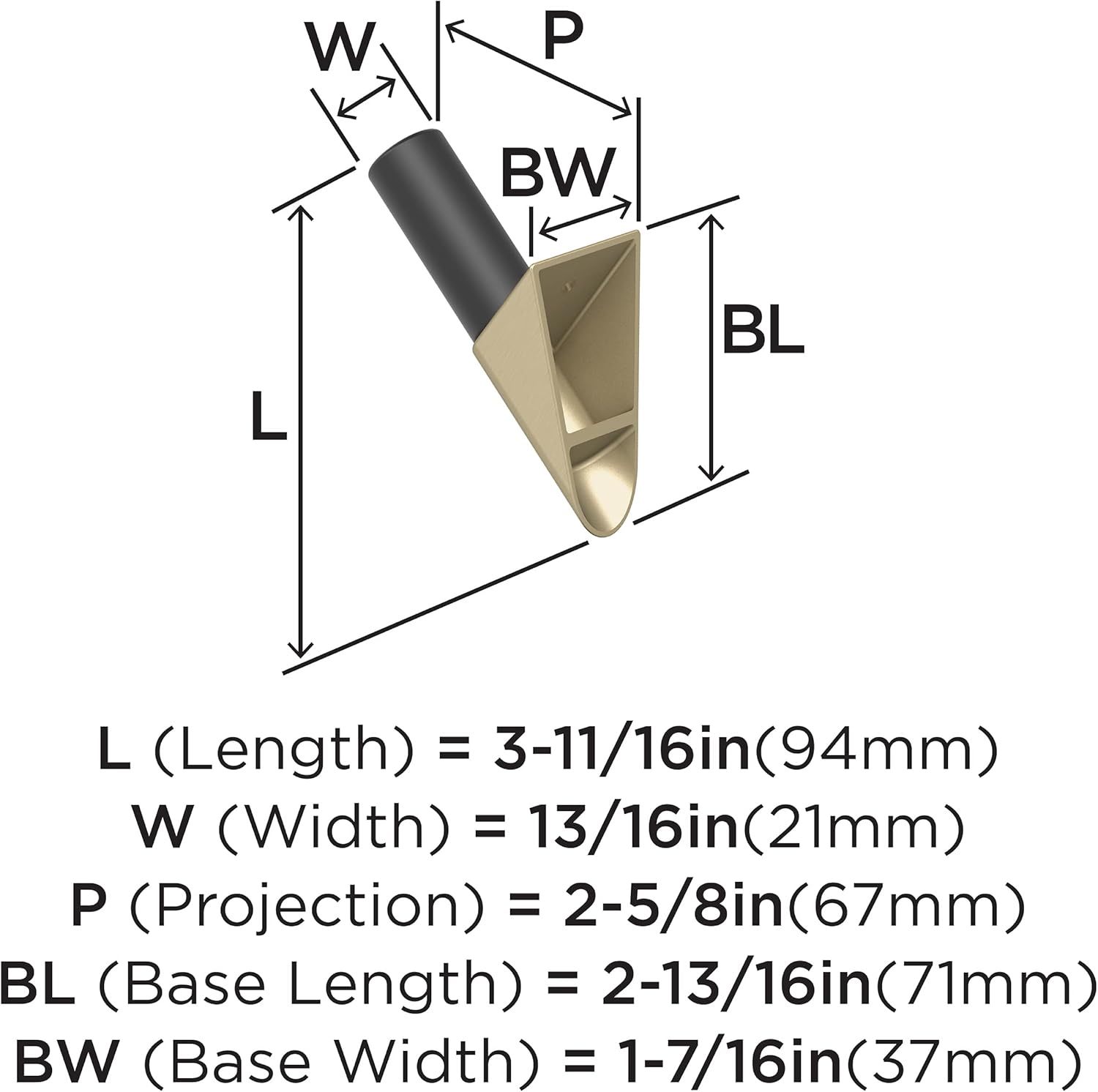 Amerock HBX37011BBZMB | Acclivity Single Prong Decorative Wall Hook | Golden Champagne/Matte Black Hook for Coats, Hats, Backpacks, Bags | Hooks for Bathroom, Bedroom, Closet, Entryway, Laundry Room