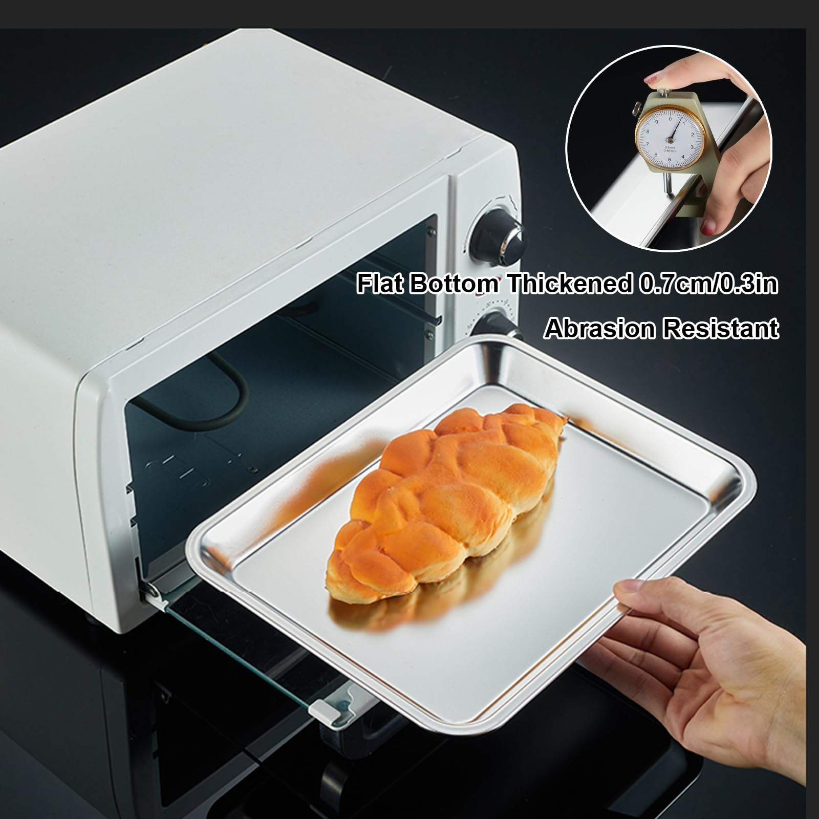 Backblech, Edelstahl Platte, Grillschale für Spülmaschinen, Servierplatten aus Metall für Küche, Grill, Laborinstrument, Haustierbehandlung(26.8 * 20.8 * 4.5cm/10.6 * 8.2 * 1.8in)