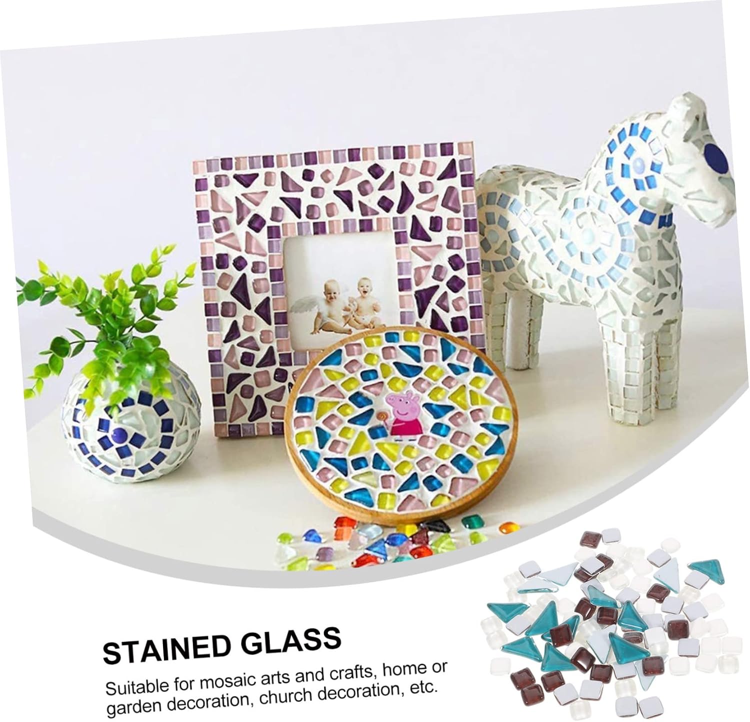 1set Stained Glass Sheet for Crafts Tiles Cathedral Glass Supplies for Decoration Pack