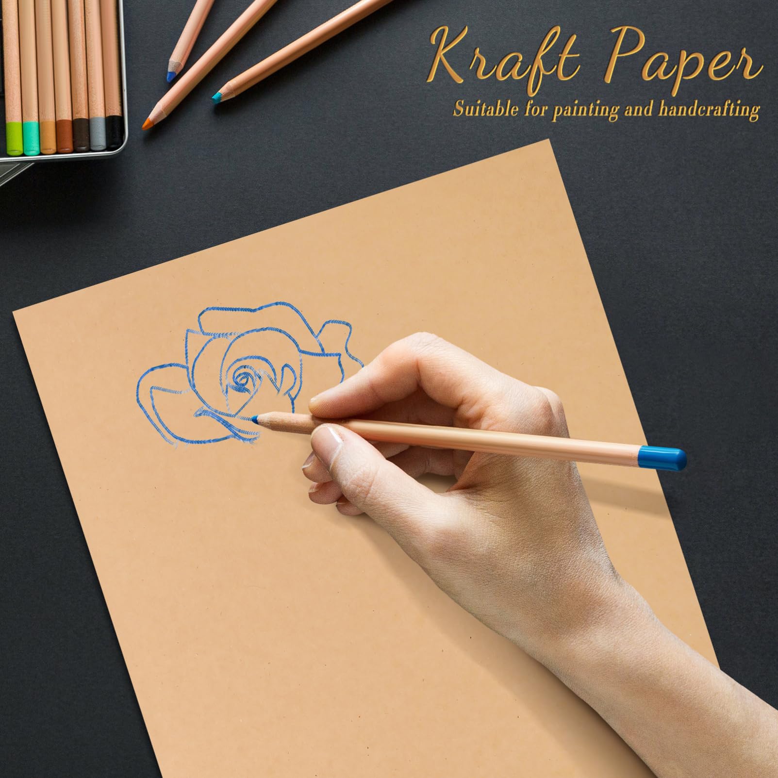 Toyvian Blankokarton 100 Blatt 150g/m² aus Kraftpapier Braun A4