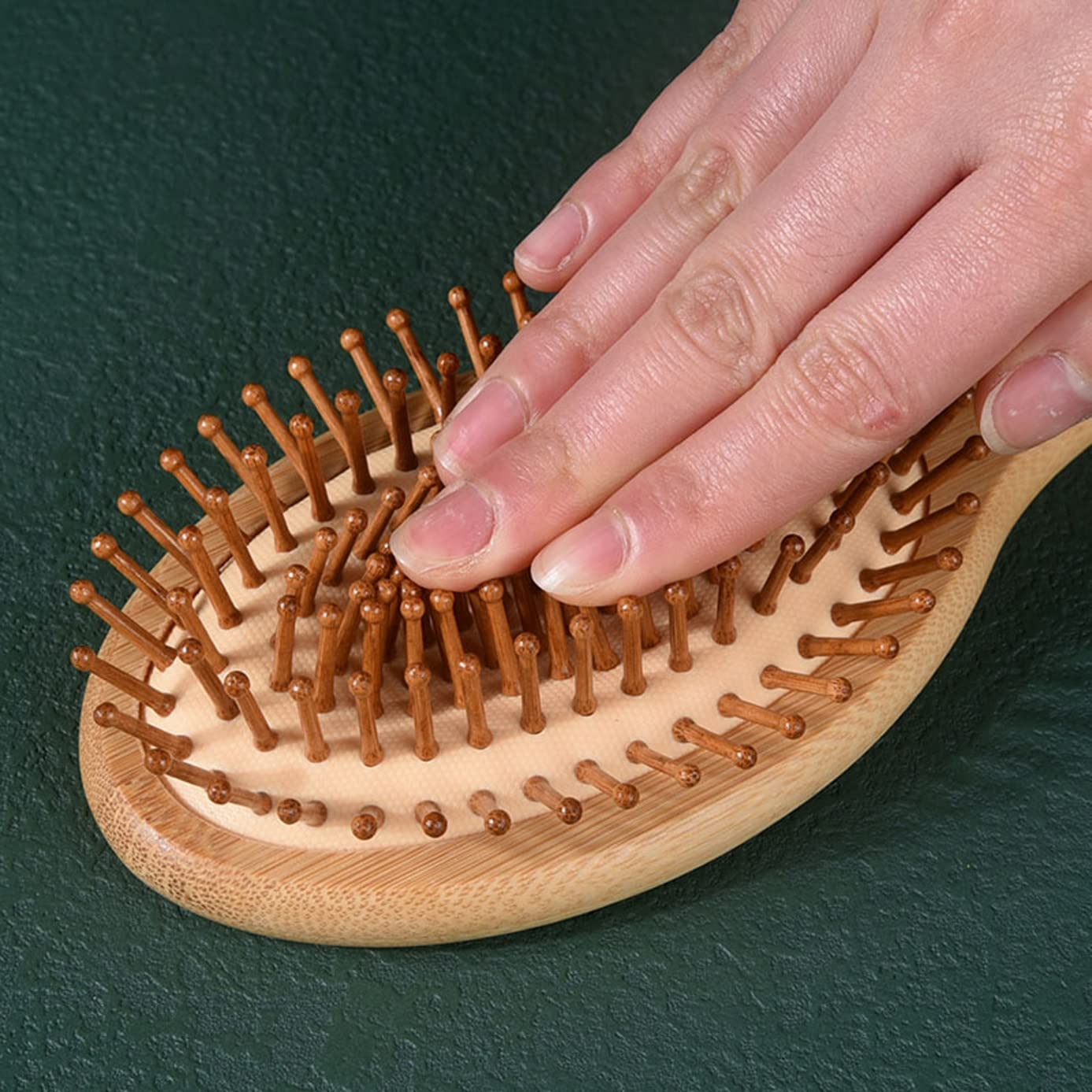 Cepillo de Madera de Moda para el Cabello, Peine de Masaje con cojín de Aire antiestático desenredante para Mujeres, desenredante alisador (B 24 cm)
