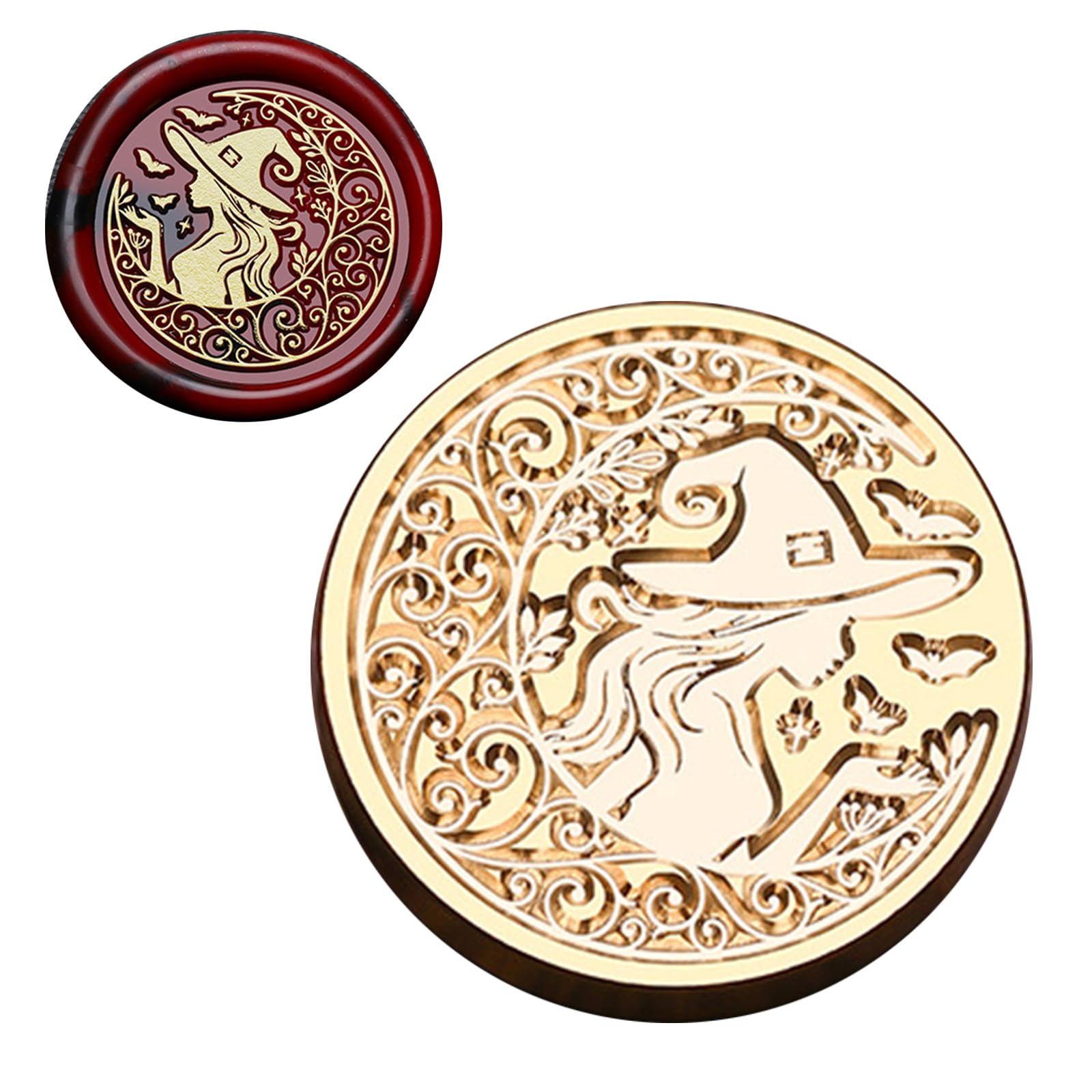 oringnat Halloween Series Waxed Seal Stamp Witch Sealing Waxed Stamp for Invitation Envelopes Cards Scrapbooking